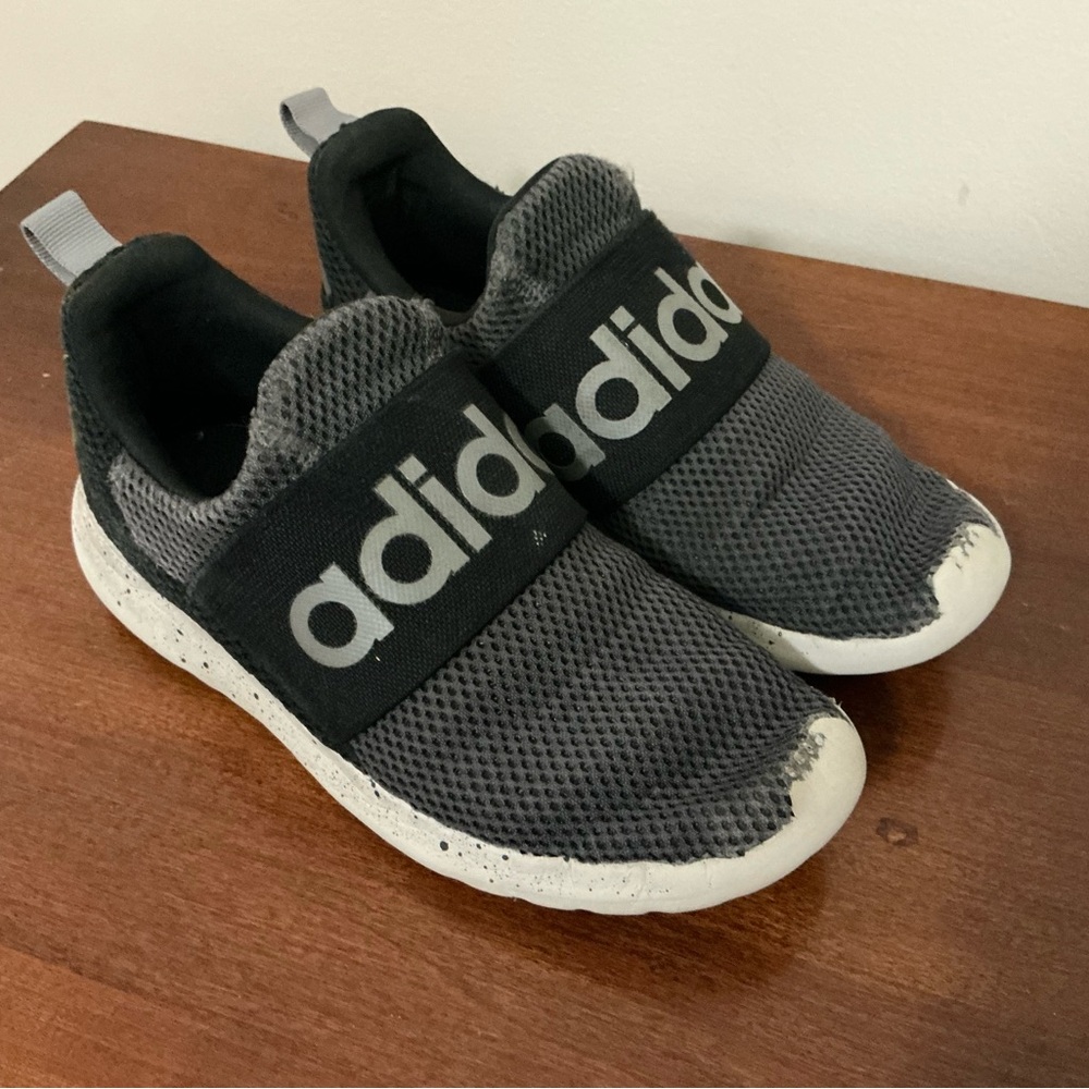 Adidas Kids Black and White and Gray Sneakers